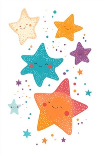 可爱笑脸星星装饰图案