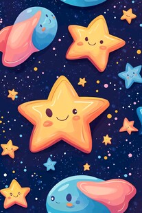 可爱星际卡通形象插画