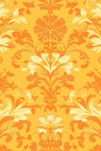 橙黄花卉复古无缝图案