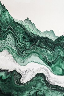 墨绿山水抽象艺术画作