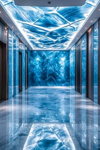 梦幻蓝色科技感走廊空间