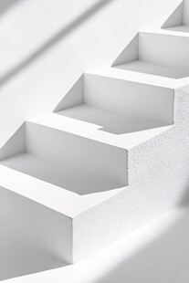 白色简约几何阶梯建筑设计