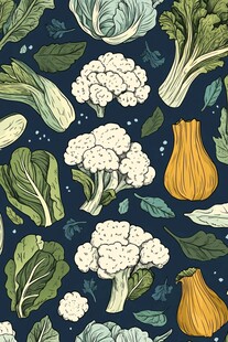 蔬菜图案 多彩田园风插画