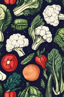 多彩蔬菜插画图案设计