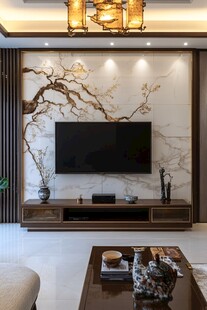 中式客厅电视墙典雅装饰