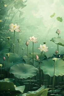 梦幻荷塘 荷花绽放之景