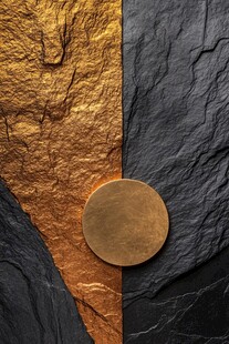 金黑纹理上的圆形金属物件