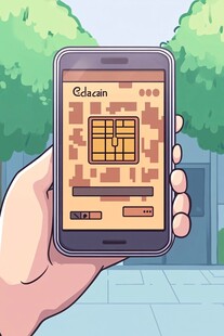 手持手机展示区块链界面