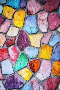彩色碎拼石墙面纹理