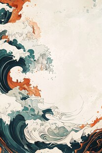 海浪涌动的东方艺术图景