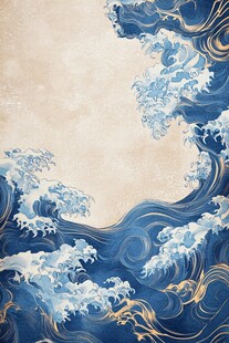 中式海浪纹理背景图