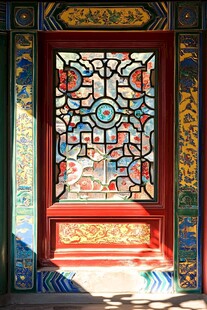 中式古典彩色雕花窗