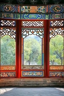 古典中式雕花窗棂景致