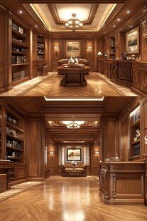 豪华木质书房室内设计图