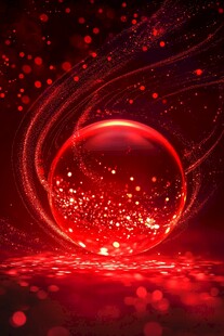 红色梦幻发光球体背景图