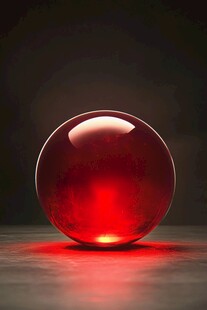 红色透明水晶球特写