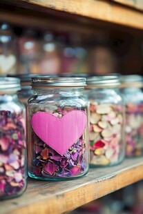 爱心贴纸装点的浪漫香料罐