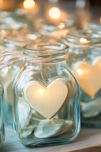 心形蜡烛罐营造浪漫氛围