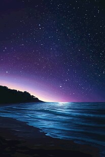 海边星空夜景梦幻画面