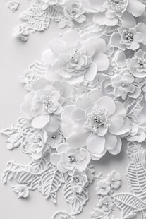 白色立体花卉装饰图案