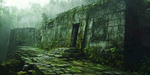 古老神秘的森林废墟遗迹