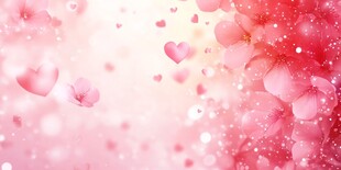 浪漫粉色爱心花朵背景图