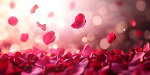 浪漫飘落的玫瑰花瓣场景