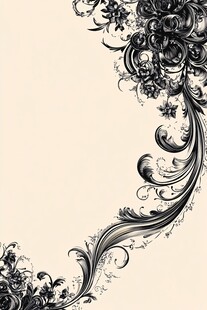 复古华丽花卉边角装饰图案