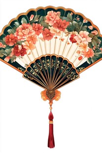 古典花卉折扇 尽显东方韵味