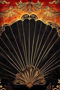 复古黑金折扇华丽装饰图案