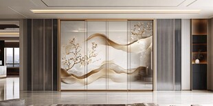 中式山水风客厅艺术隔断
