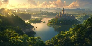 梦幻湖畔城堡的迷人风光