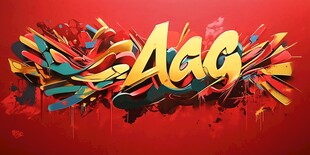 红色背景酷炫立体涂鸦文字