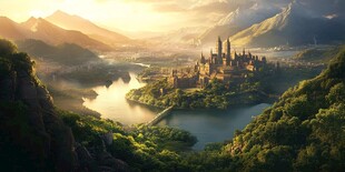 梦幻山谷中的奇幻城堡