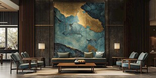 中式客厅 大气壁画与雅致家具