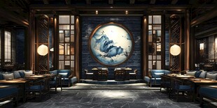 中式典雅餐厅室内设计场景