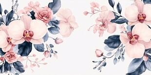 水彩花卉对称图案设计