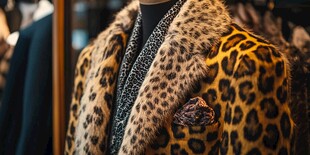 时尚豹纹皮草外套展示