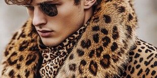 豹纹皮草男士时尚风采