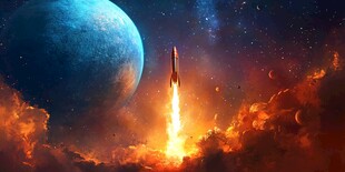 火箭升空迈向浩瀚宇宙