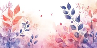 梦幻水彩花卉植物背景图