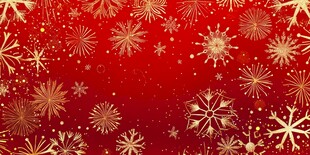 红色背景上的金色雪花图案