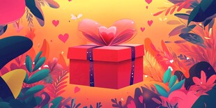 浪漫礼品置于缤纷植物间