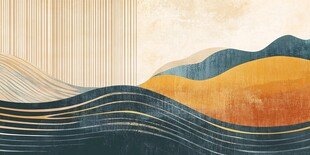 抽象山水风景线条艺术画