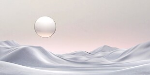 银色沙漠上的悬浮圆球