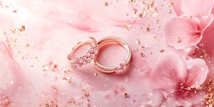 浪漫粉调婚戒与烂漫樱花