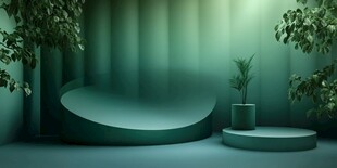 绿色清新展台与绿植布置