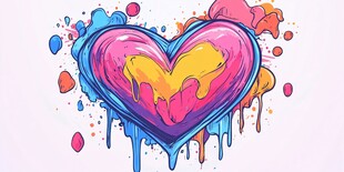 彩色泼墨爱心艺术插画