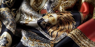 奢华狮子图案丝绸围巾