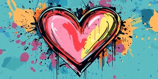 彩色爱心涂鸦艺术背景图